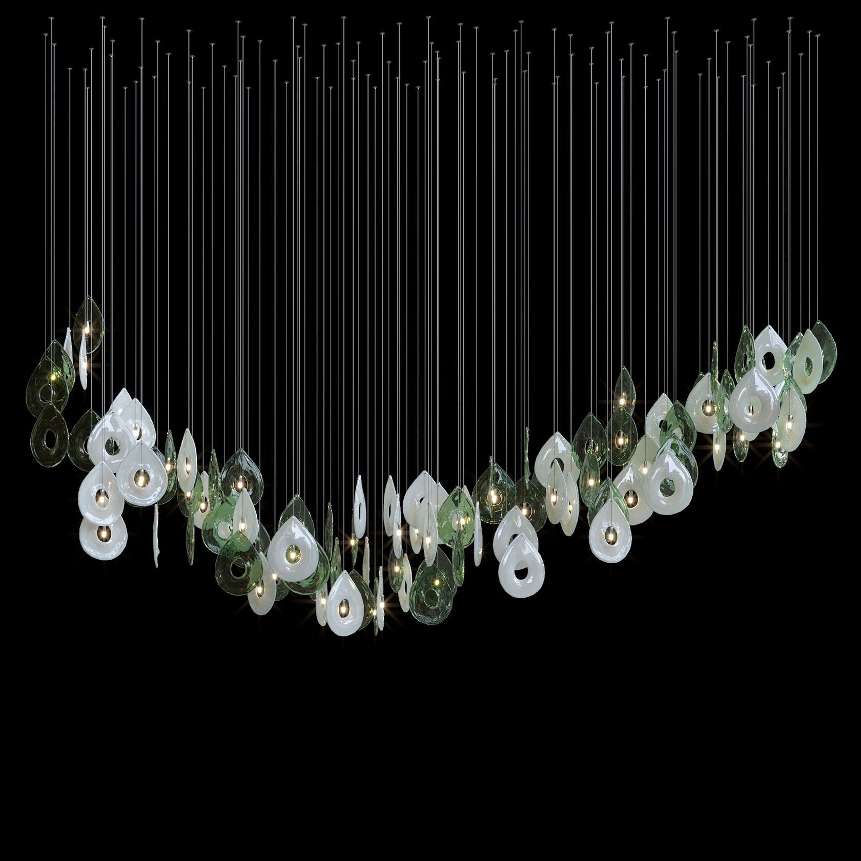 Green Halo Drop Chandelier