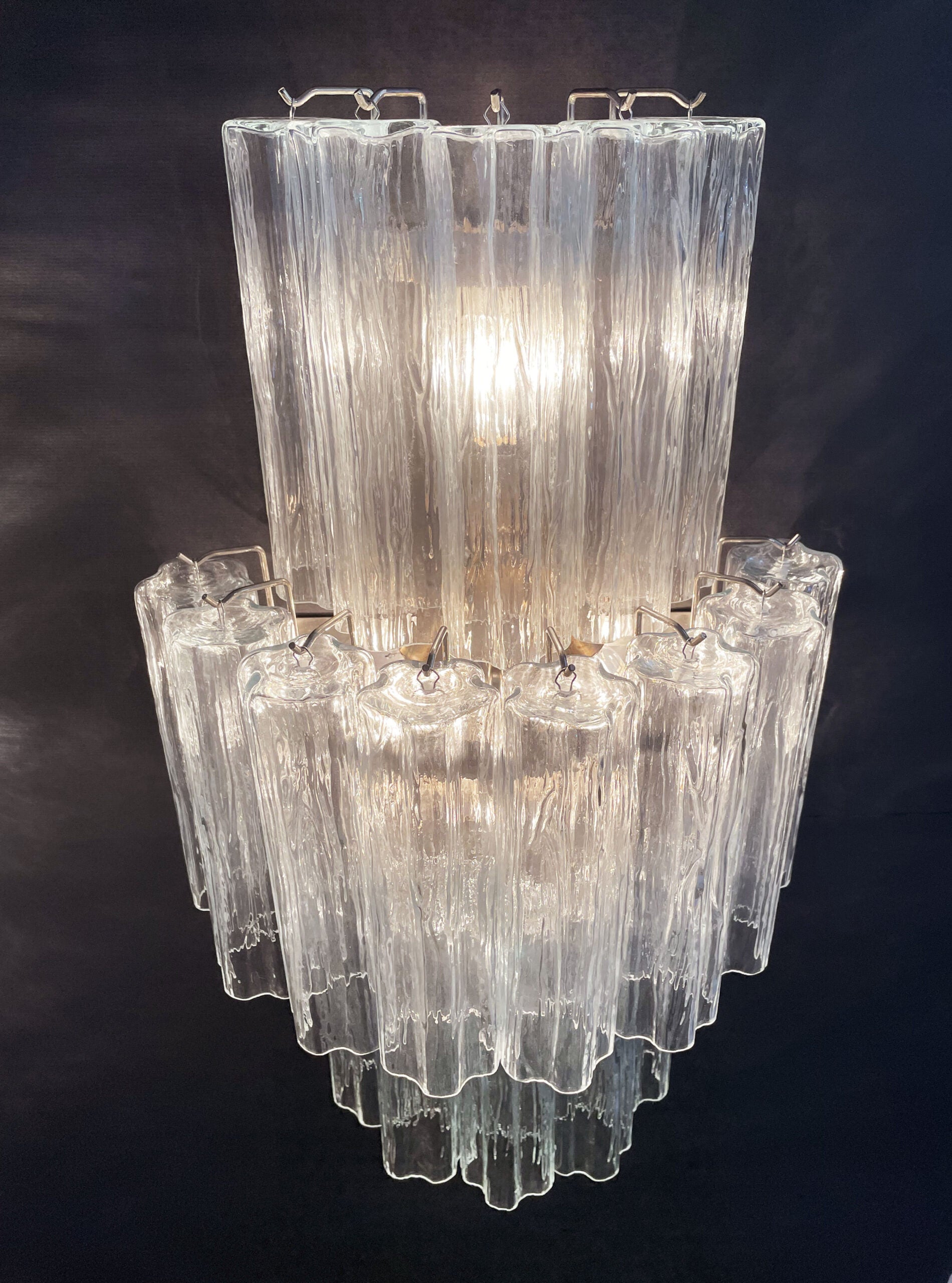Murano Wall Lamp | 18 Clear Prism Glass | Set of 2