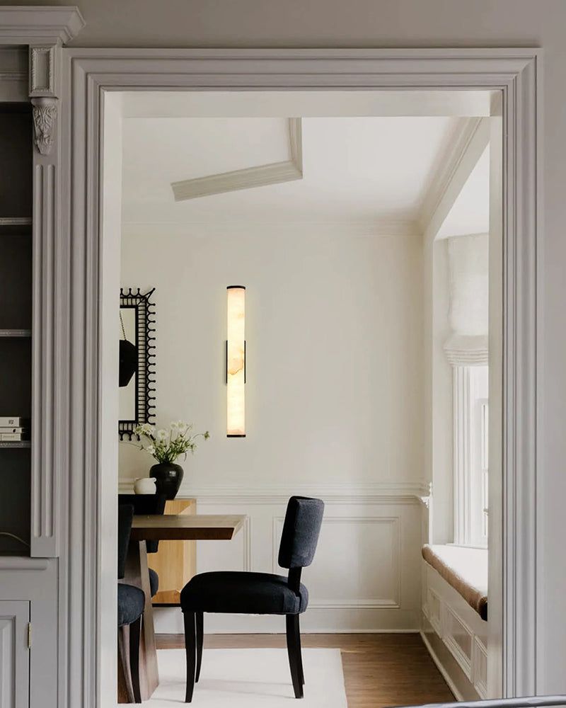 LED Copper Cylindrical Alabaster Wall Sconce material and finish detail