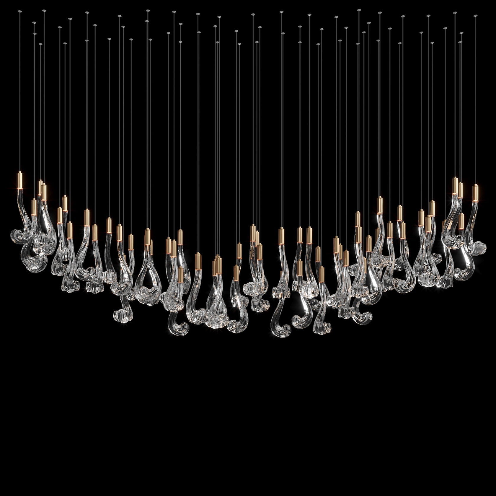 Crystal Scroll Cascade Chandelier