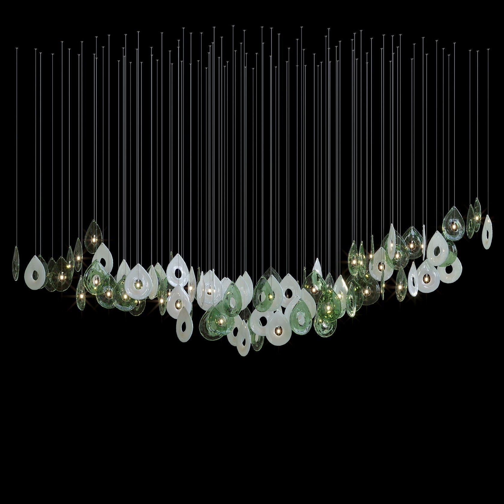 Green Halo Drop Chandelier