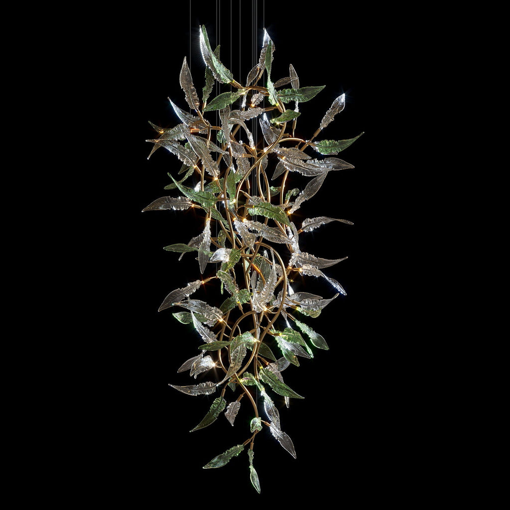 Pink Silver Leaf Vine Chandelier