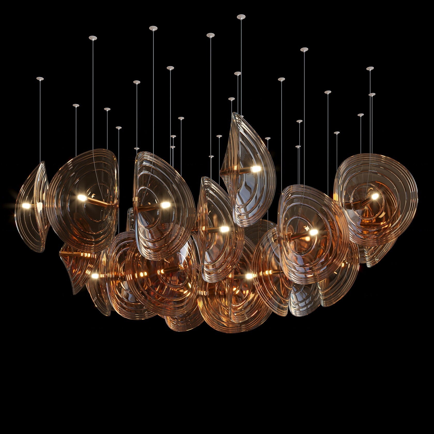 Clear Ripple Disc Cluster Chandelier