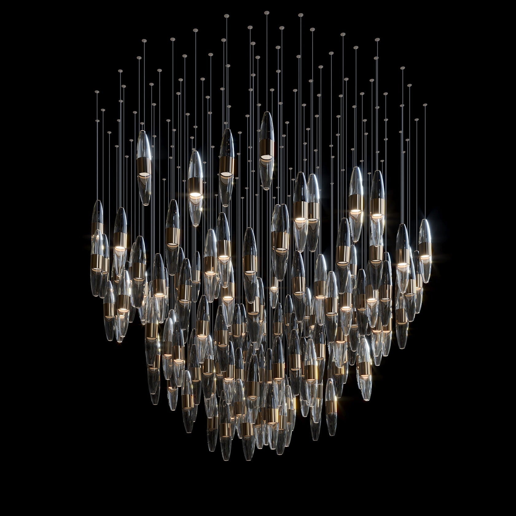 Smoke Capsule Wave Chandelier