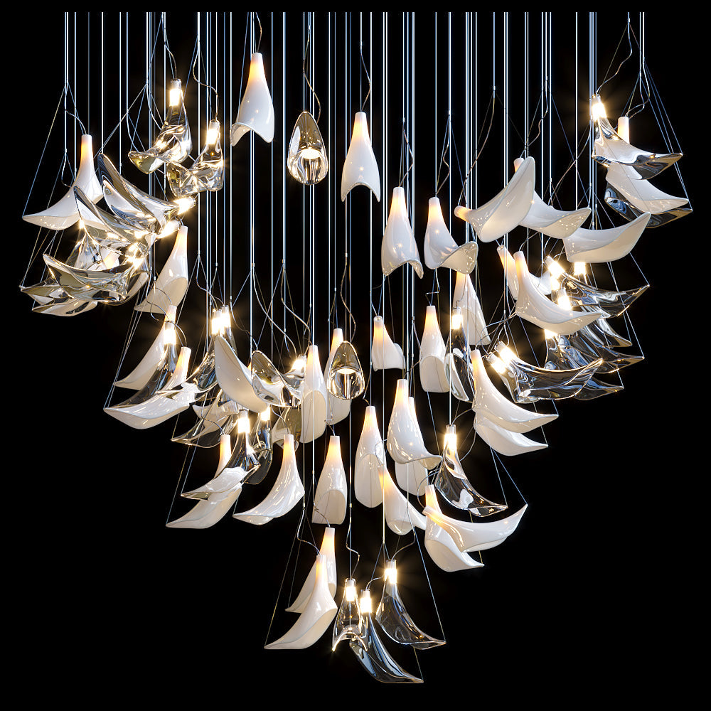 White Manta Mix Chandelier