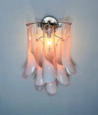 Murano Wall Lamp | 6 Pink Lattimo Petal Glass | Set of 2