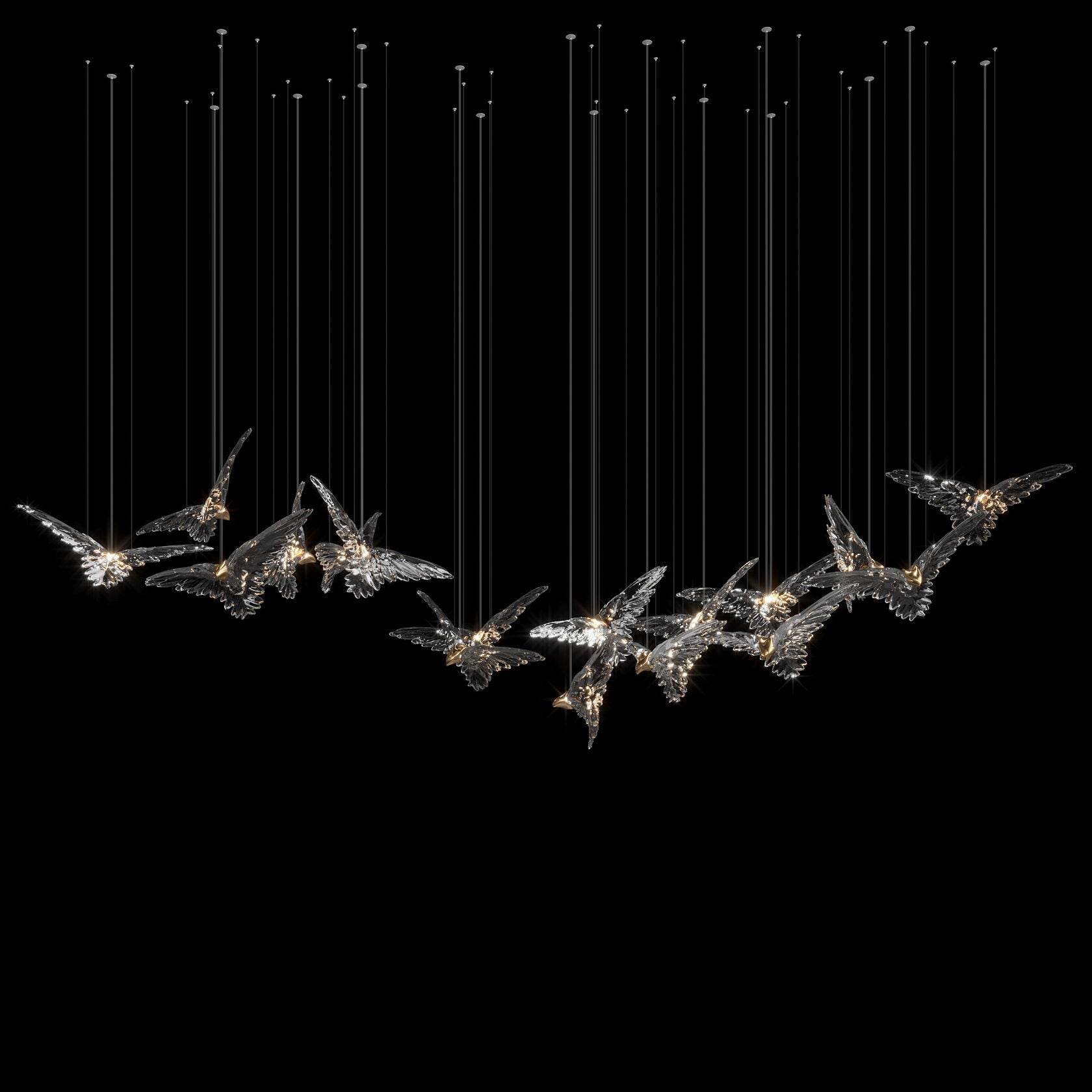 Crystal Bird Flock Chandelier