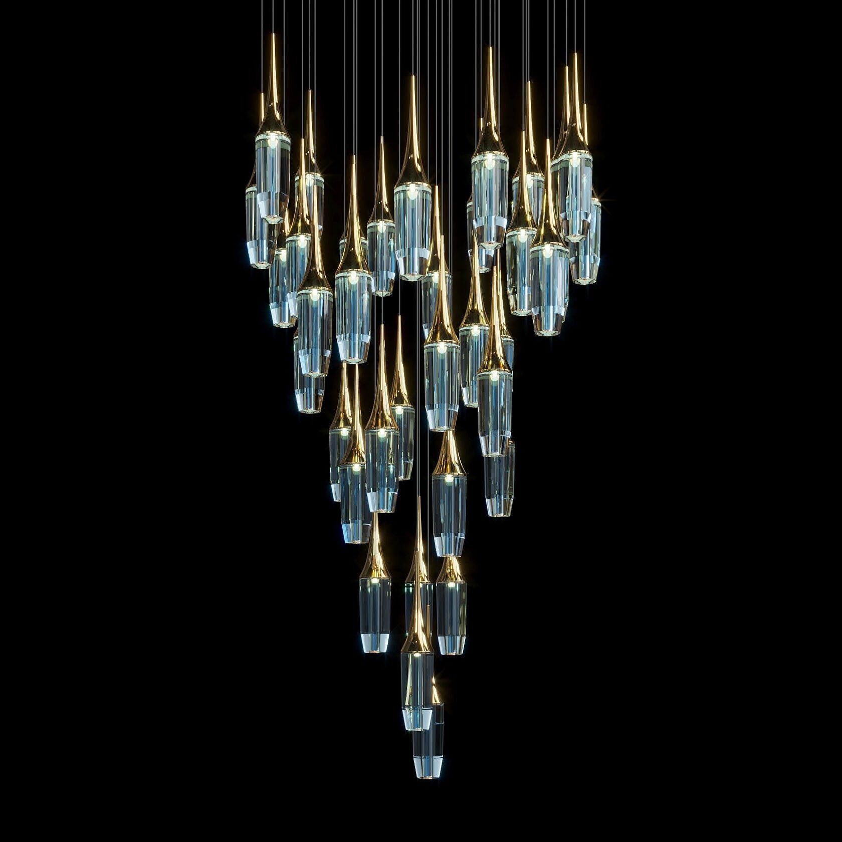 Aqua Crystal Spire Chandelier
