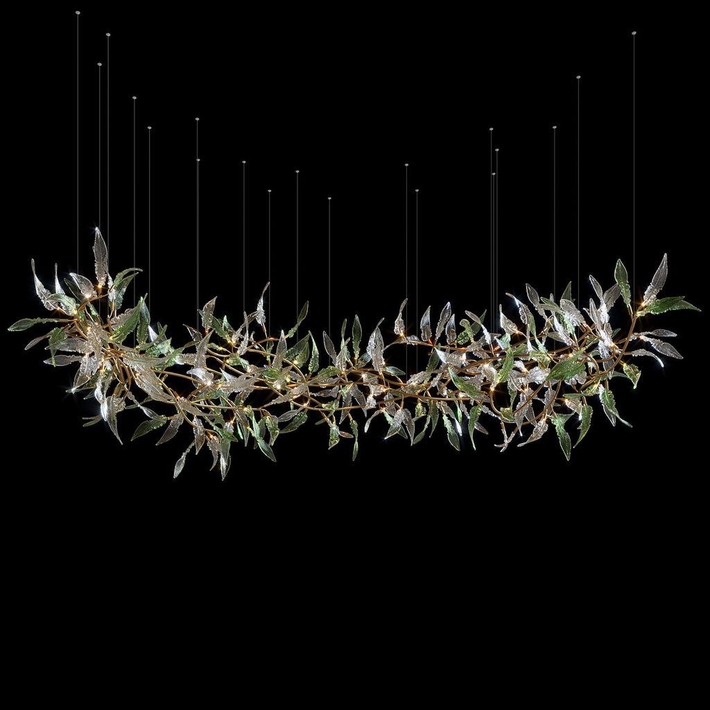 Pink Silver Leaf Vine Chandelier