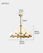 Alabaster Luxury Moonshade Brass Chandelier for dining room