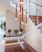 LED Mini SNAPS Module Ceiling Alabaster Pendant Light with Brown Leather Straps