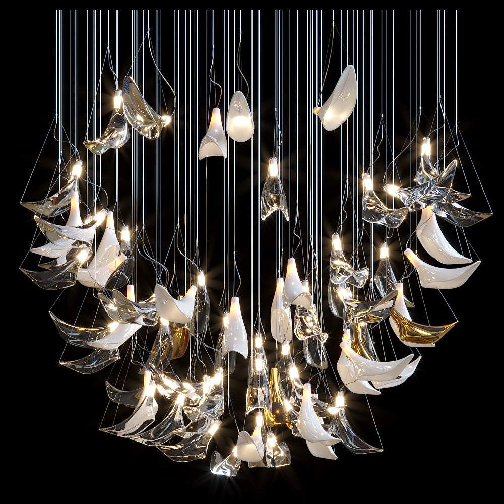 White Manta Mix Chandelier