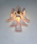 Murano Wall Lamp | 6 Pink Lattimo Petal Glass | Set of 2