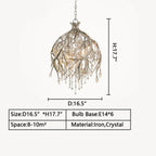 Vintage Style Designer Creative Branch Crystal Pendant For Dining Table/Entryway by Bling Lighting Studio