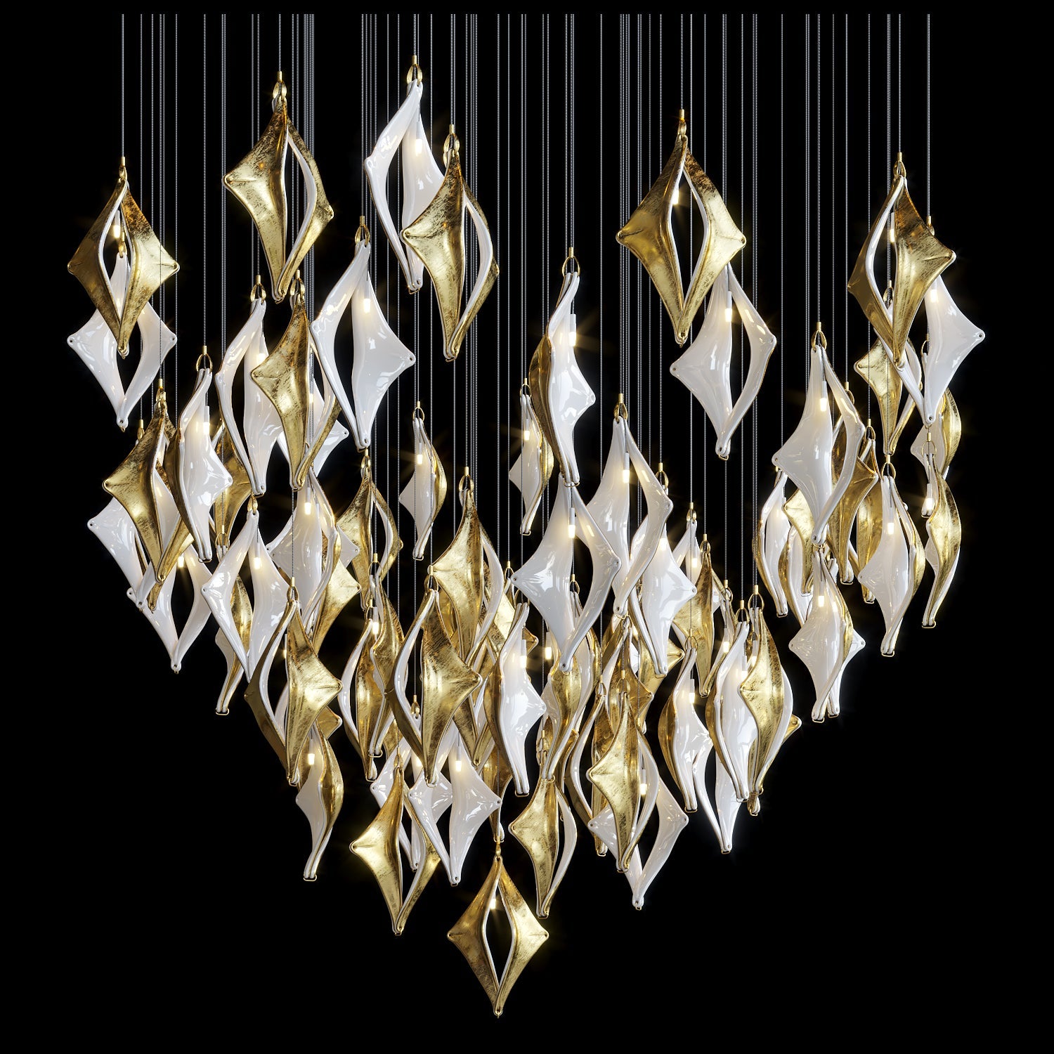 Black Gold Diamond Cascade Chandelier