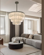 Stairwell Luxury Modern LED High Ceiling Large Alabaster Chandelier by Bling Lighting Studio