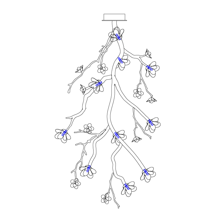 Large Long Branch Flower Chandelier by Bling Lighting Studio