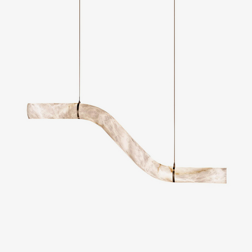 Streamlined Alabaster Linear Pendant Light by Bling Lighting Studio