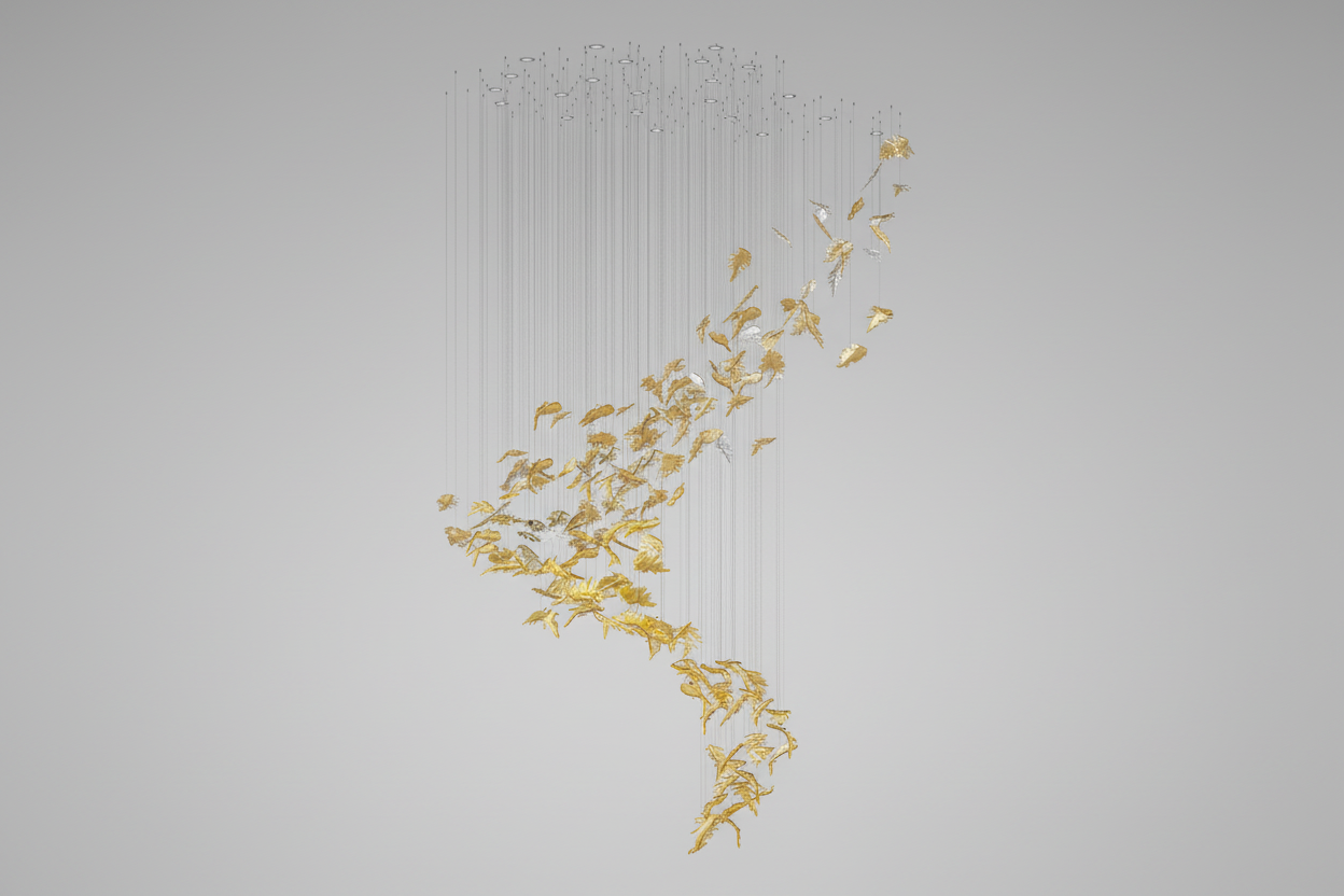 Organic Leaf Chandelier by Bling Lighting Studio
