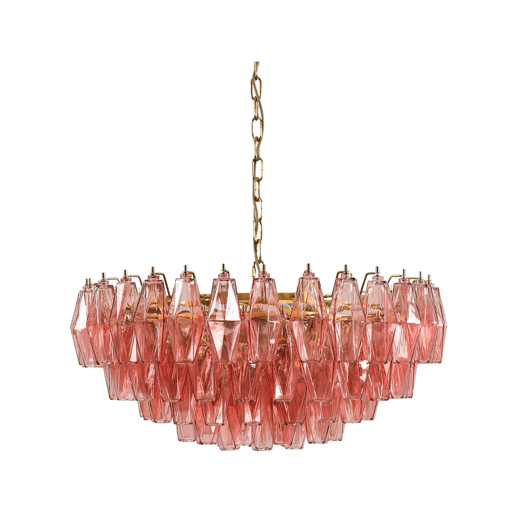 Murano Poliedri Pink Polygon Drop Chandelier product image