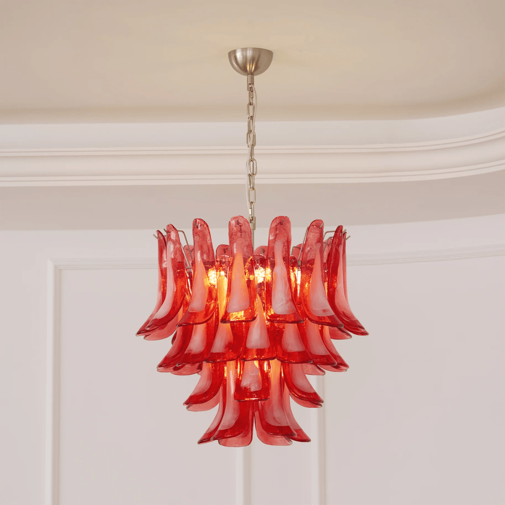 Crimson Glass Petals Chandelier Glass lighting by Bling Lighting Studio
