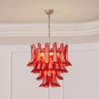 Crimson Glass Petals Chandelier Glass lighting by Bling Lighting Studio
