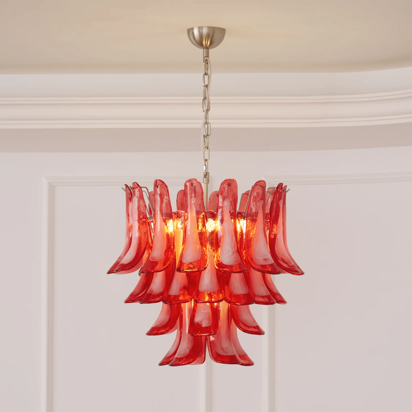 Crimson Glass Petals Chandelier Glass lighting by Bling Lighting Studio