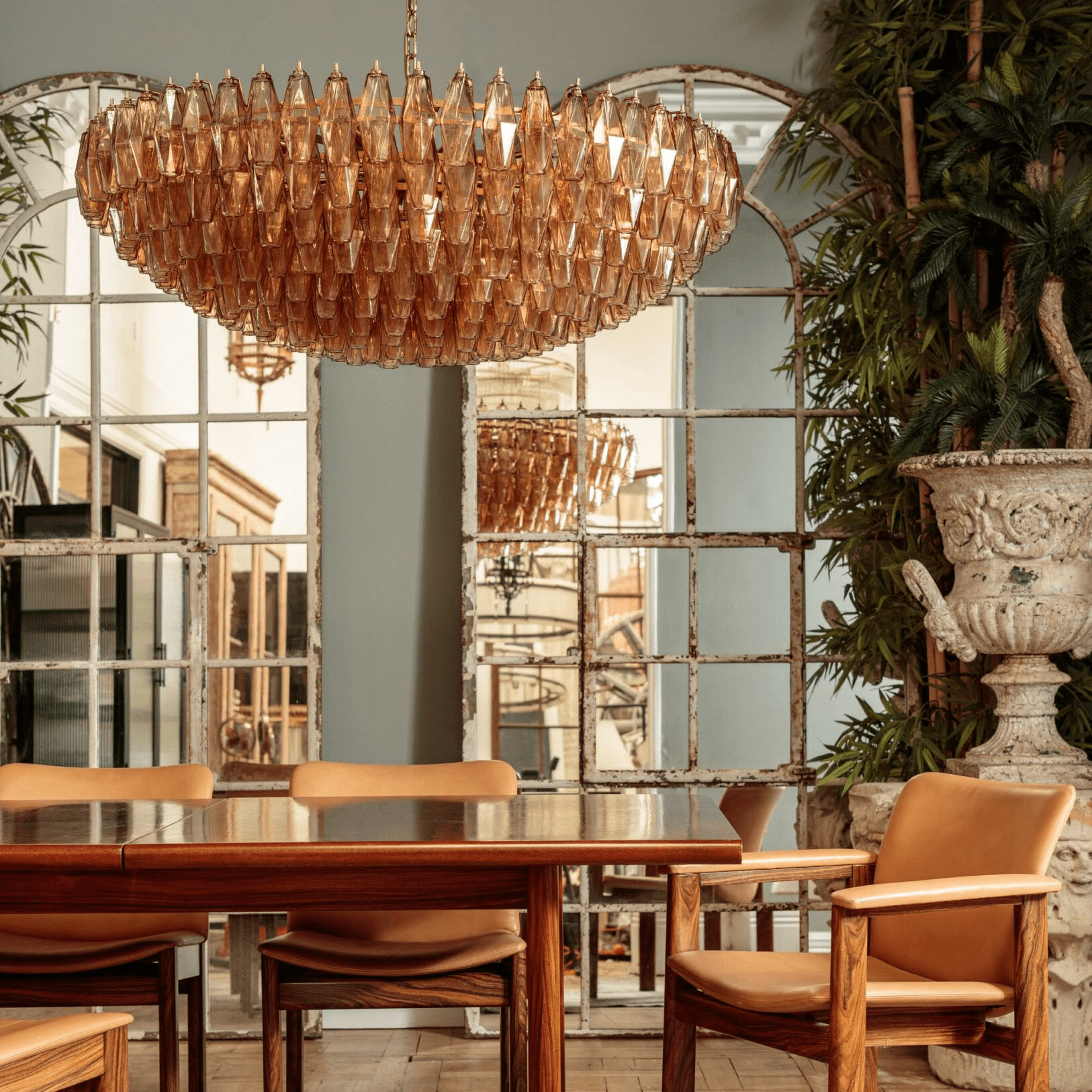 Premium Amber Sorrento Chandelier detail view