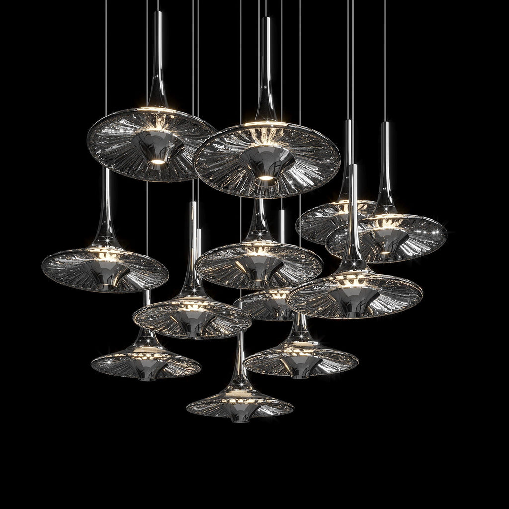 Smoke Saucer Cluster Chandelier