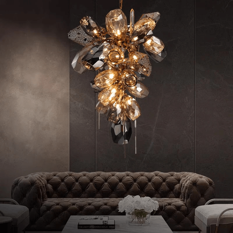 Premium Modern Art Glass Crystal Chandelier detail view