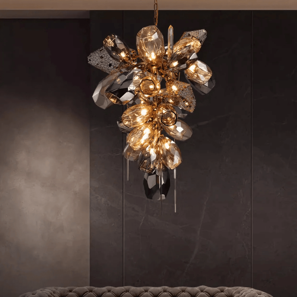 Premium Modern Art Glass Crystal Chandelier material and finish detail