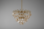 Modern Cascading Amber Glass Drop Chandelier by Bling Lighting Studio