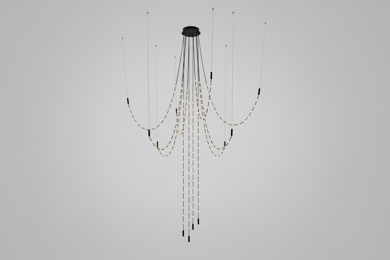 Minimalist Multiple Light Point Chandelier by Bling Lighting Studio