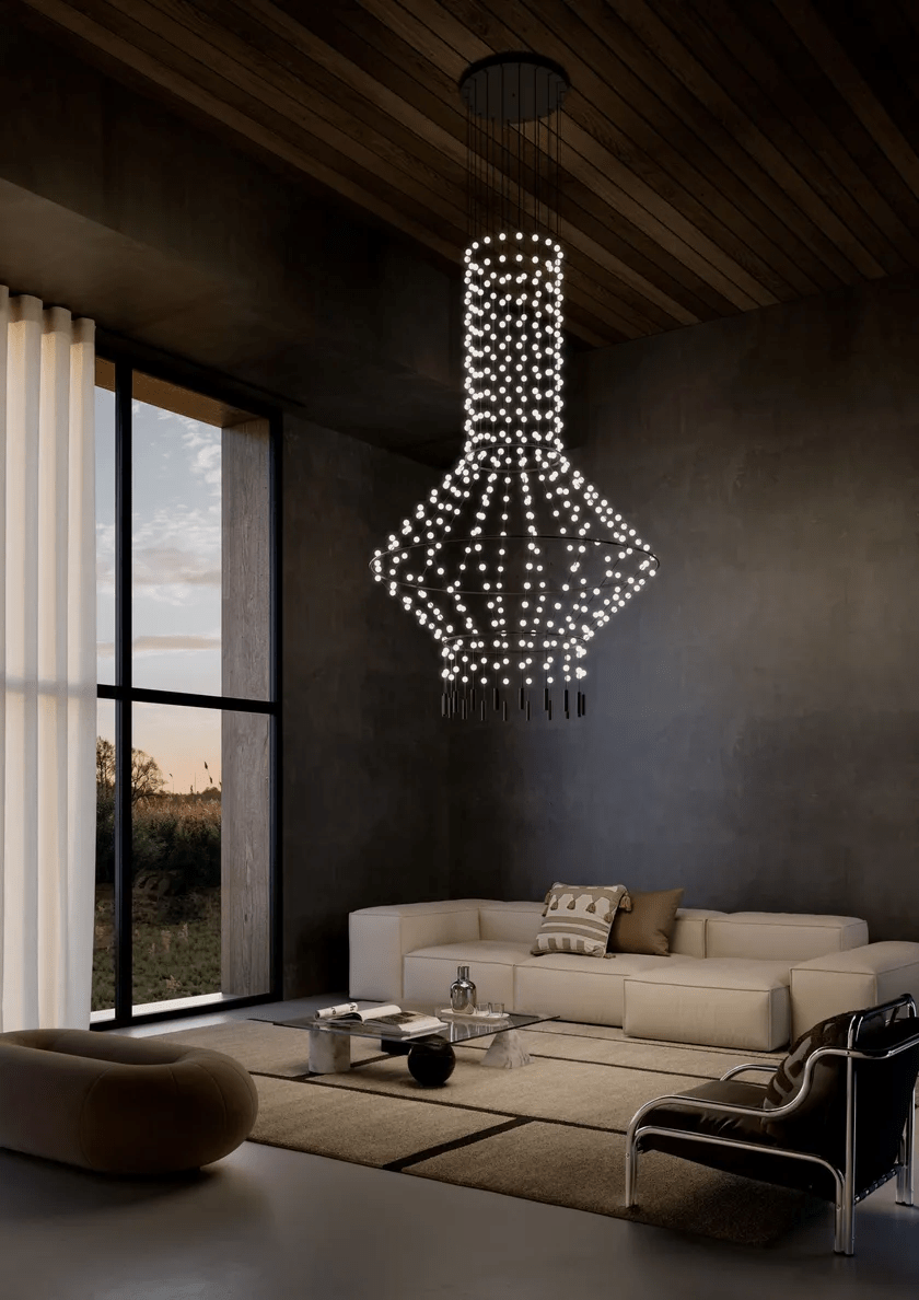 Minimalist Multiple Light Point Chandelier material and finish detail