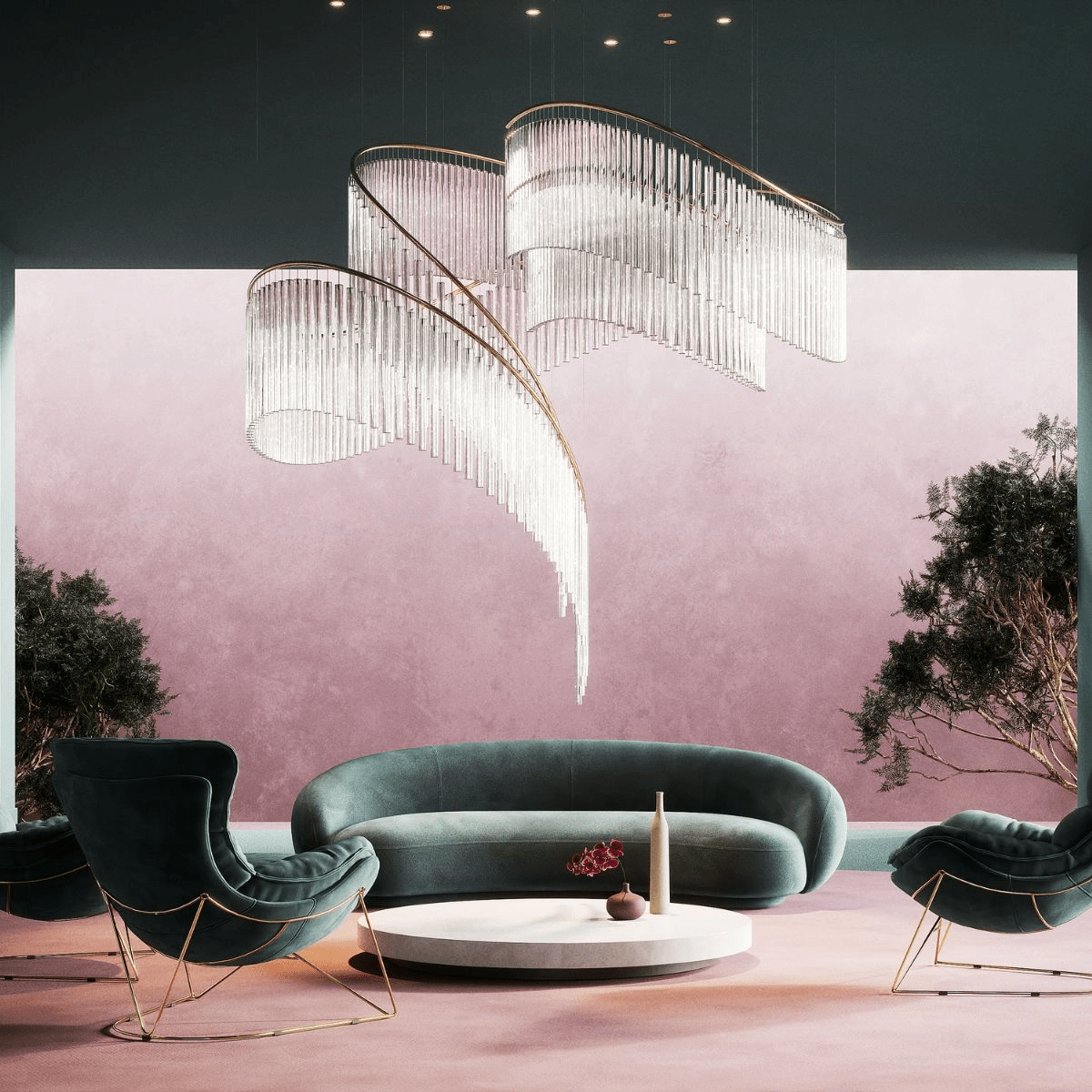 Luxury Waterfall Crystal Droplet Chandelier material and finish detail