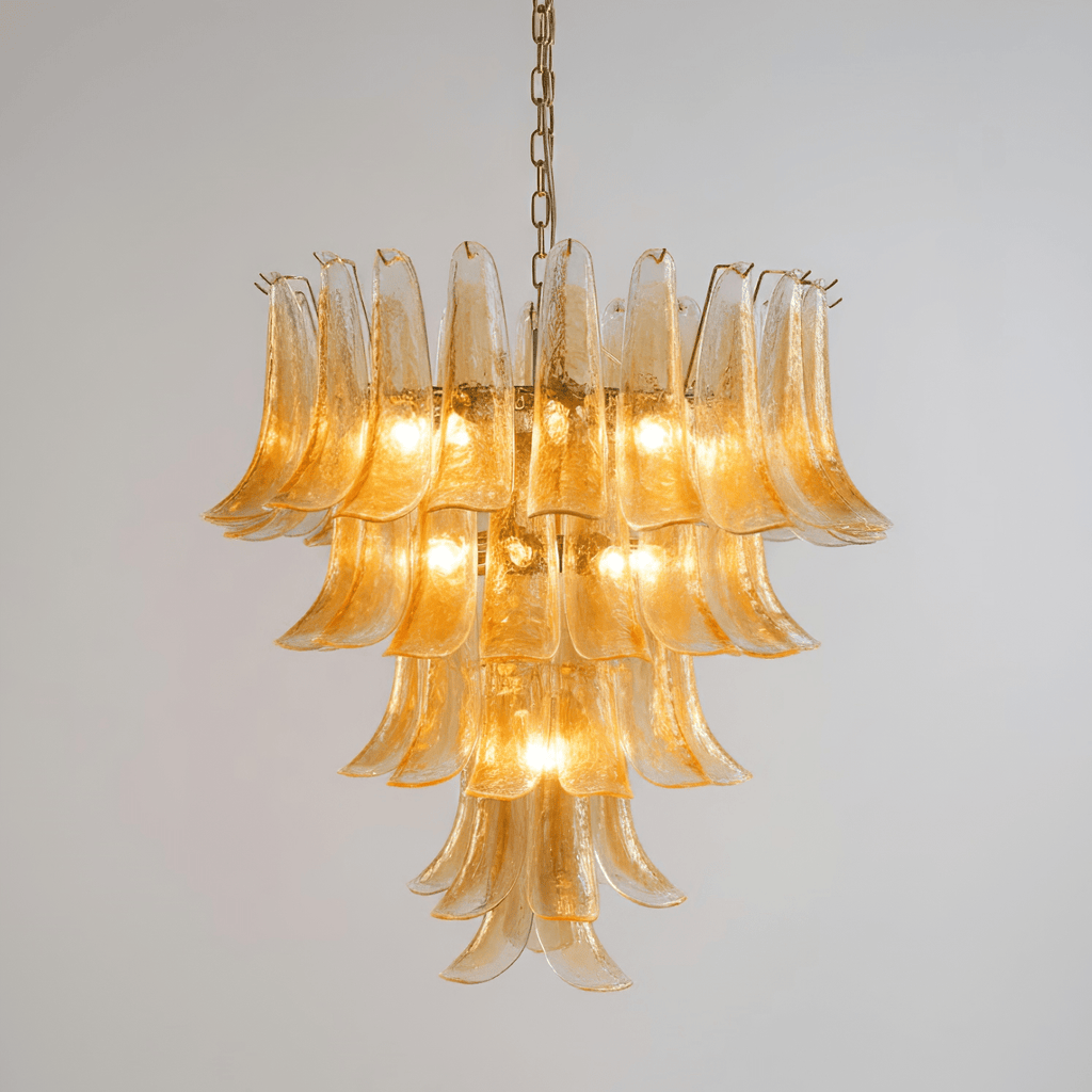 Amber Glass Petals Chandelier Glass lighting by Bling Lighting Studio