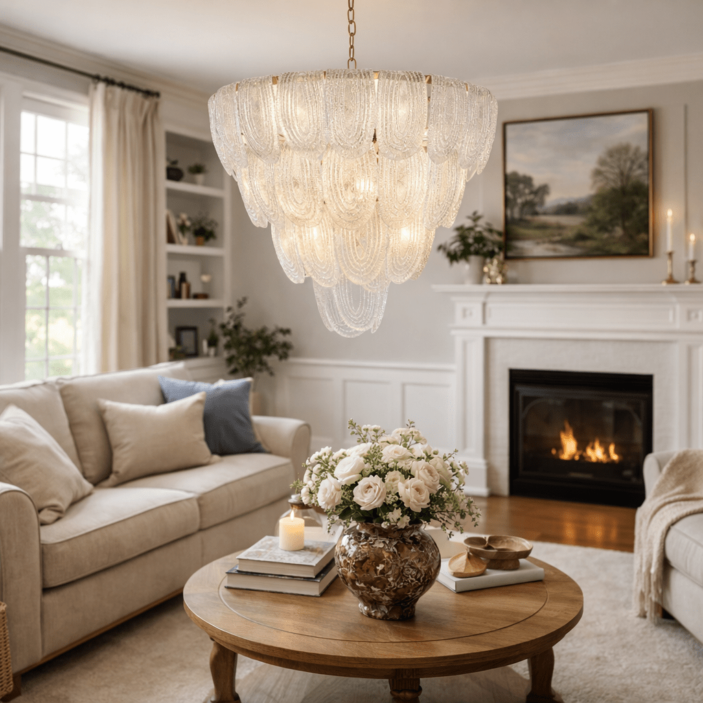 Layered Murano Glass Petal Chandelier
