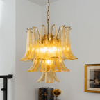 Amber Cascade Glass Chandelier Glass lighting by Bling Lighting Studio