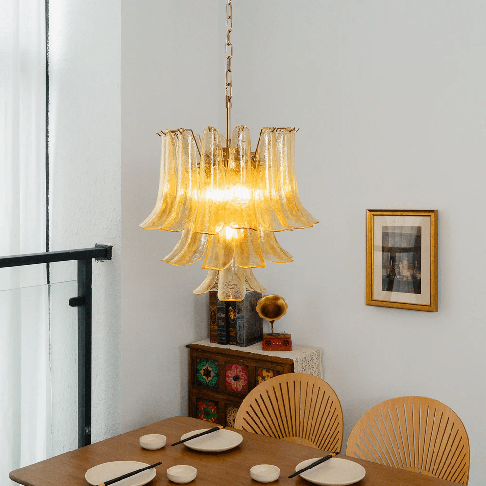 Amber Cascade Glass Chandelier Glass lighting by Bling Lighting Studio
