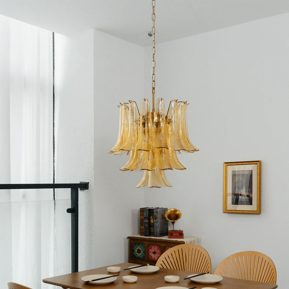 Amber Cascade Glass Chandelier Glass lighting by Bling Lighting Studio