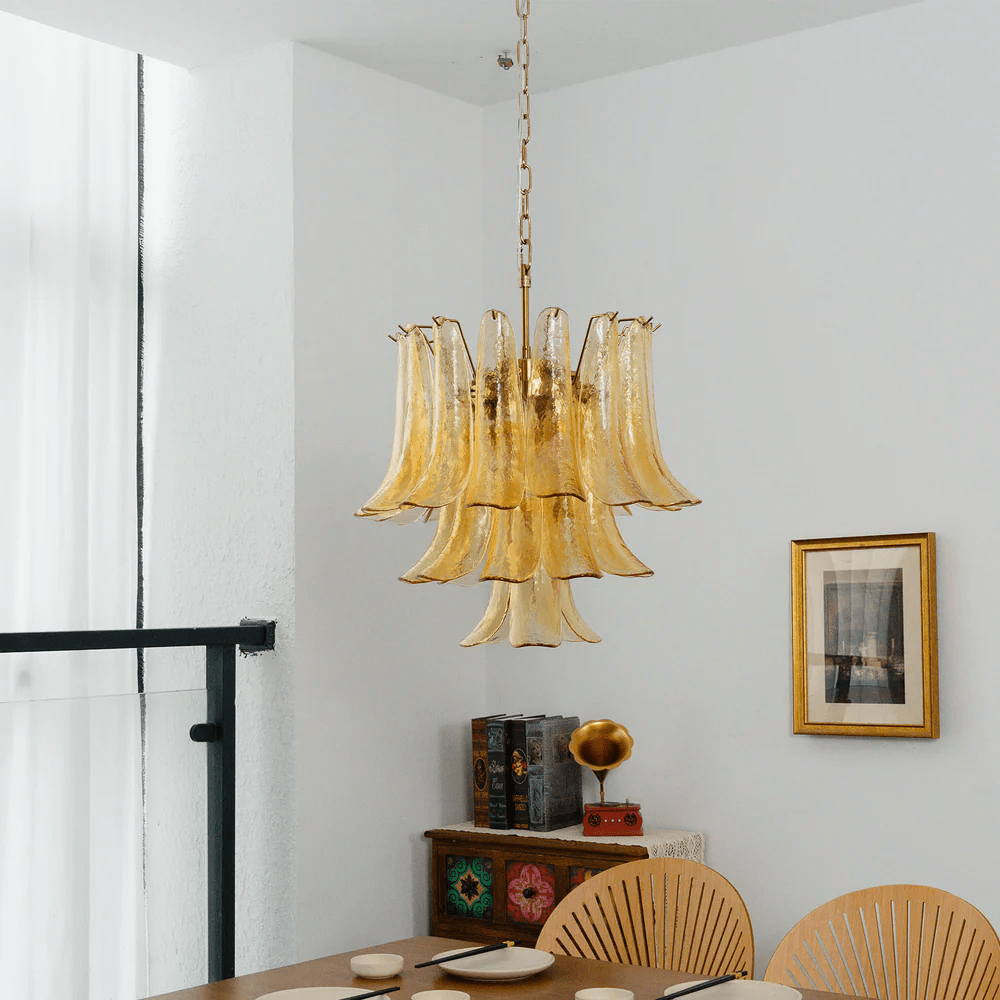 Amber Cascade Glass Chandelier Glass lighting by Bling Lighting Studio