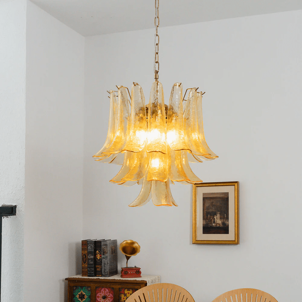 Amber Cascade Glass Chandelier Glass lighting by Bling Lighting Studio
