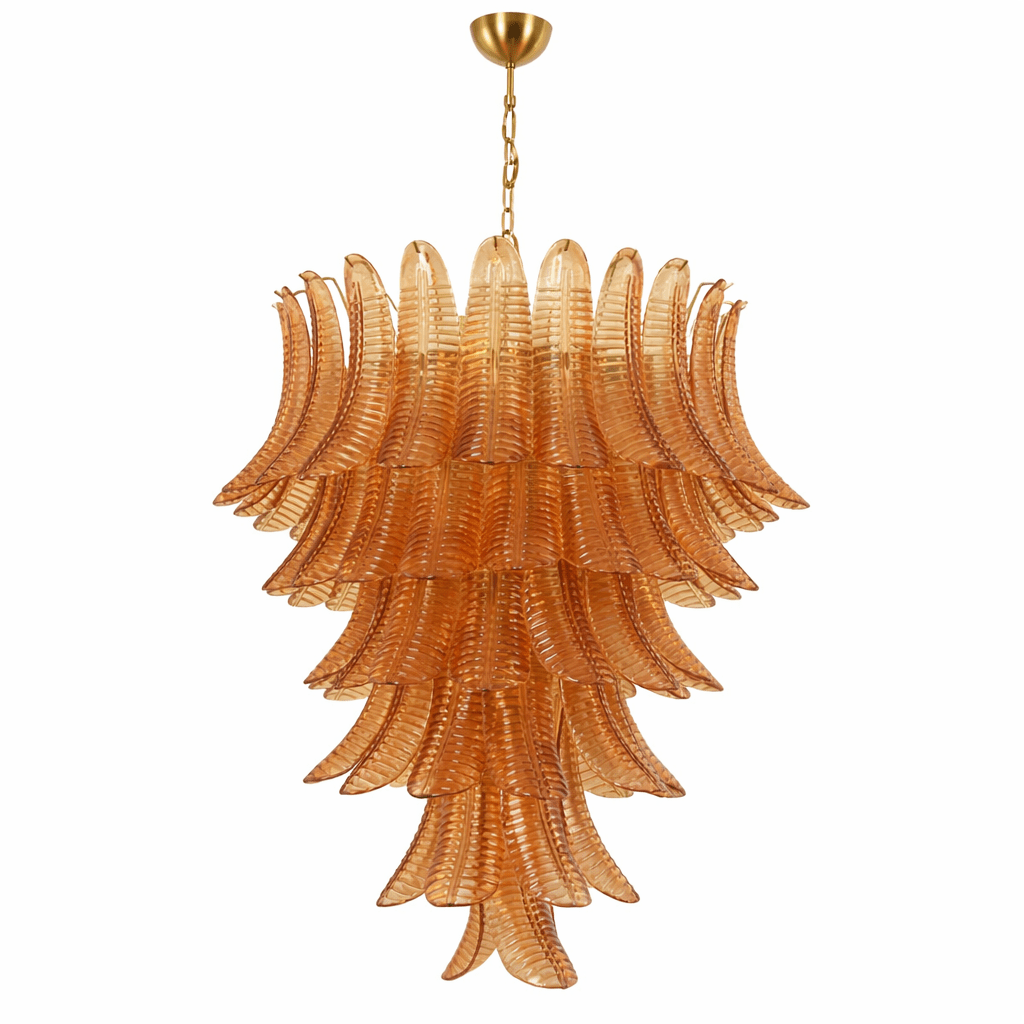 Amber Leaf Cascade Chandelier Glass lighting by Bling Lighting Studio