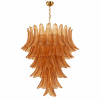 Amber Leaf Cascade Chandelier Glass lighting by Bling Lighting Studio