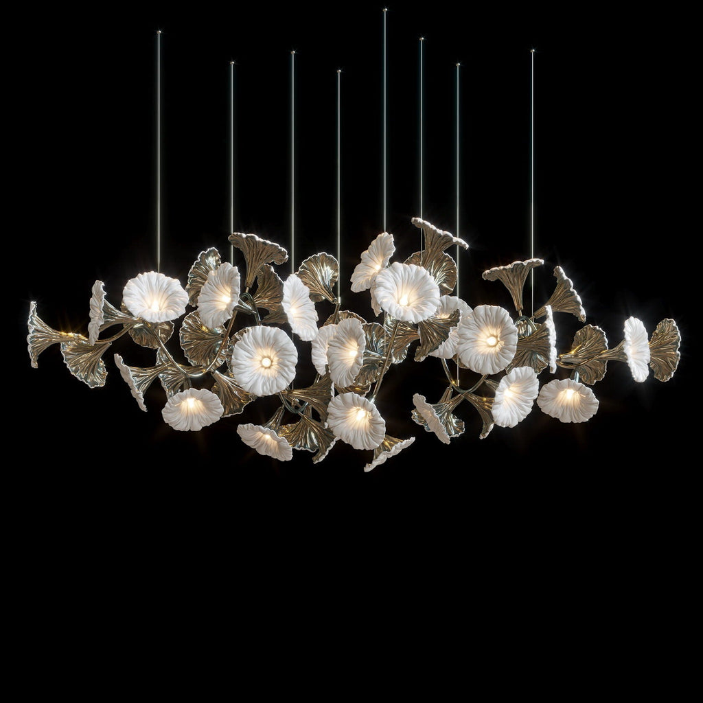 White Ginkgo Bloom Chandelier