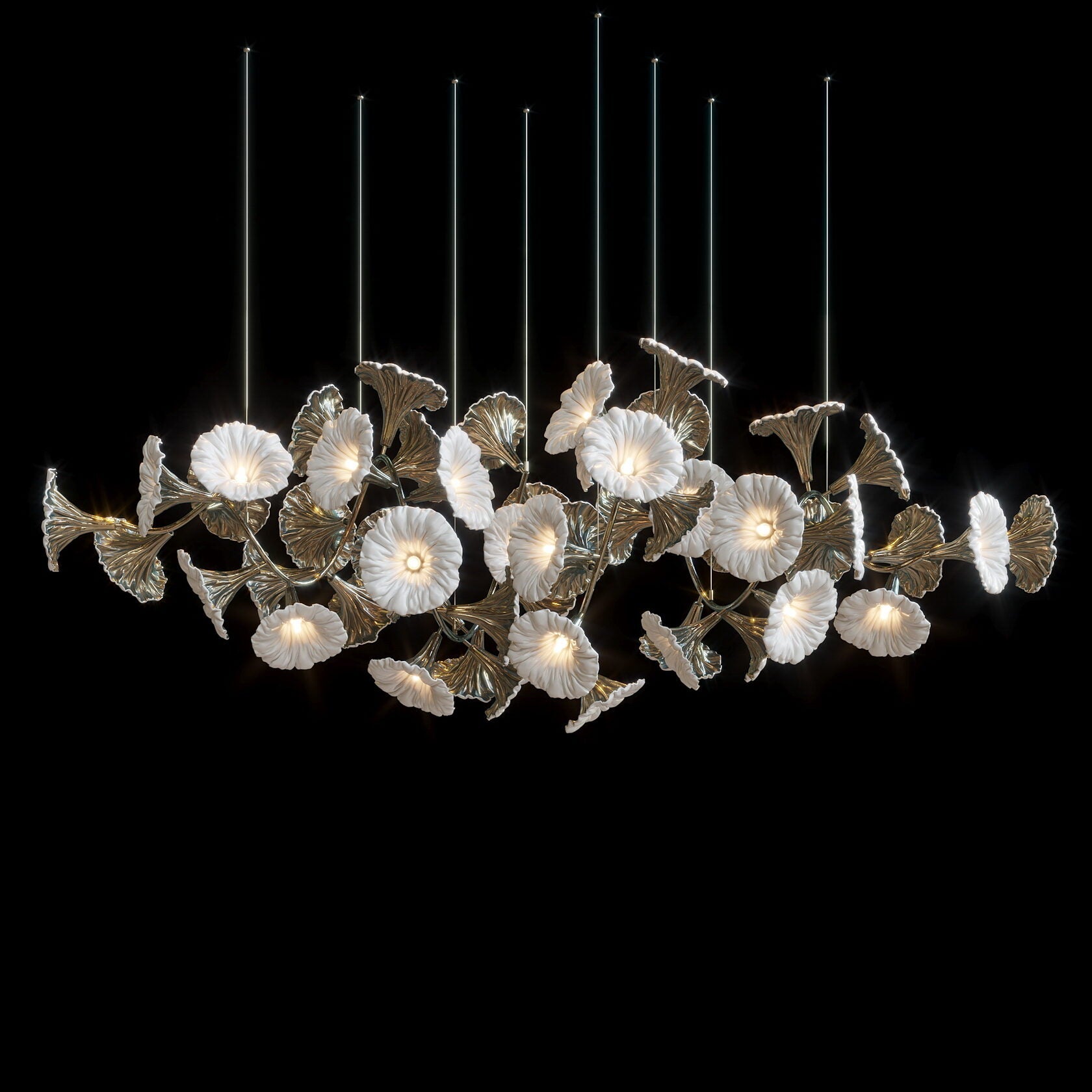White Ginkgo Bloom Chandelier