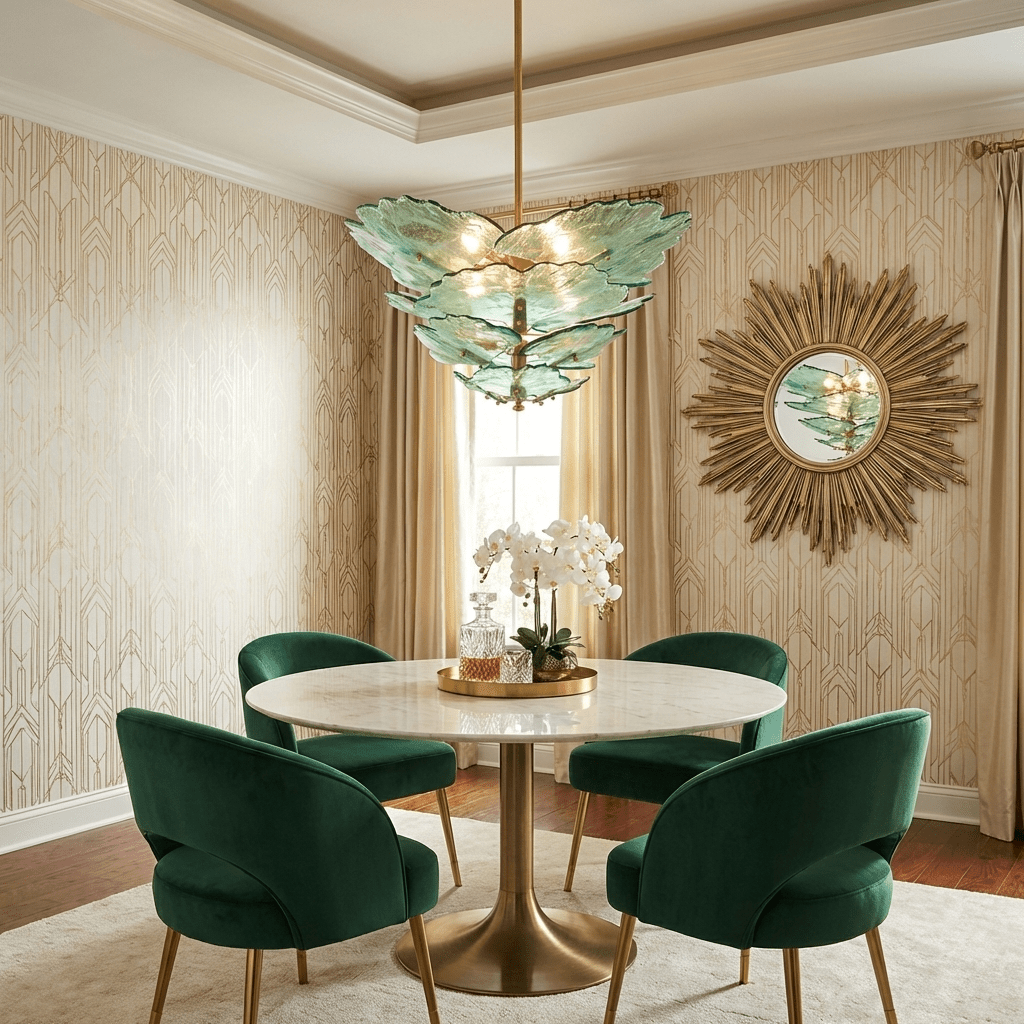Verdant Petal Murano Glass Chandelier