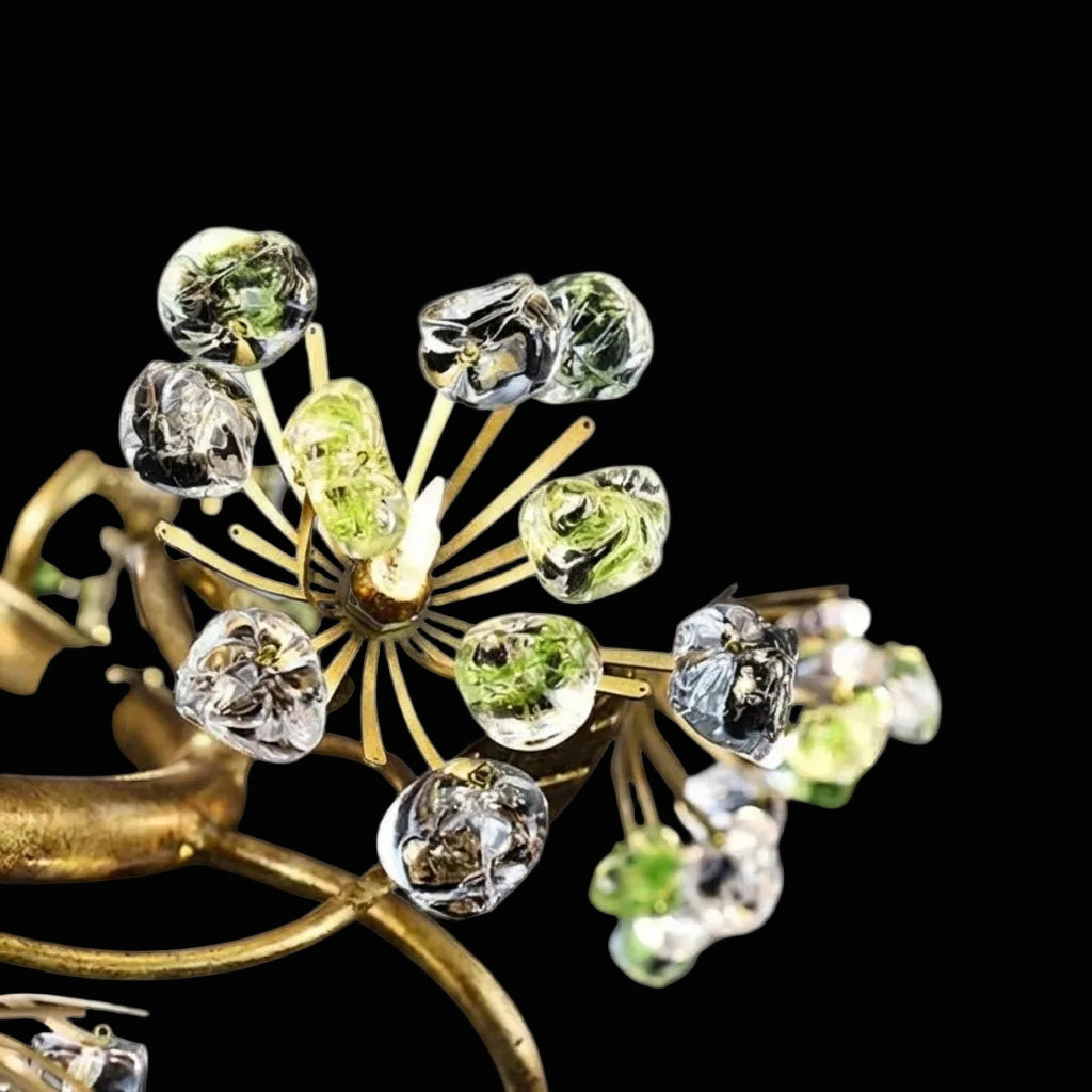 Modes Brass Ring Stone Flower Chandelier