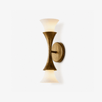 Antique Brass Double Cone Glass Wall Sconce
