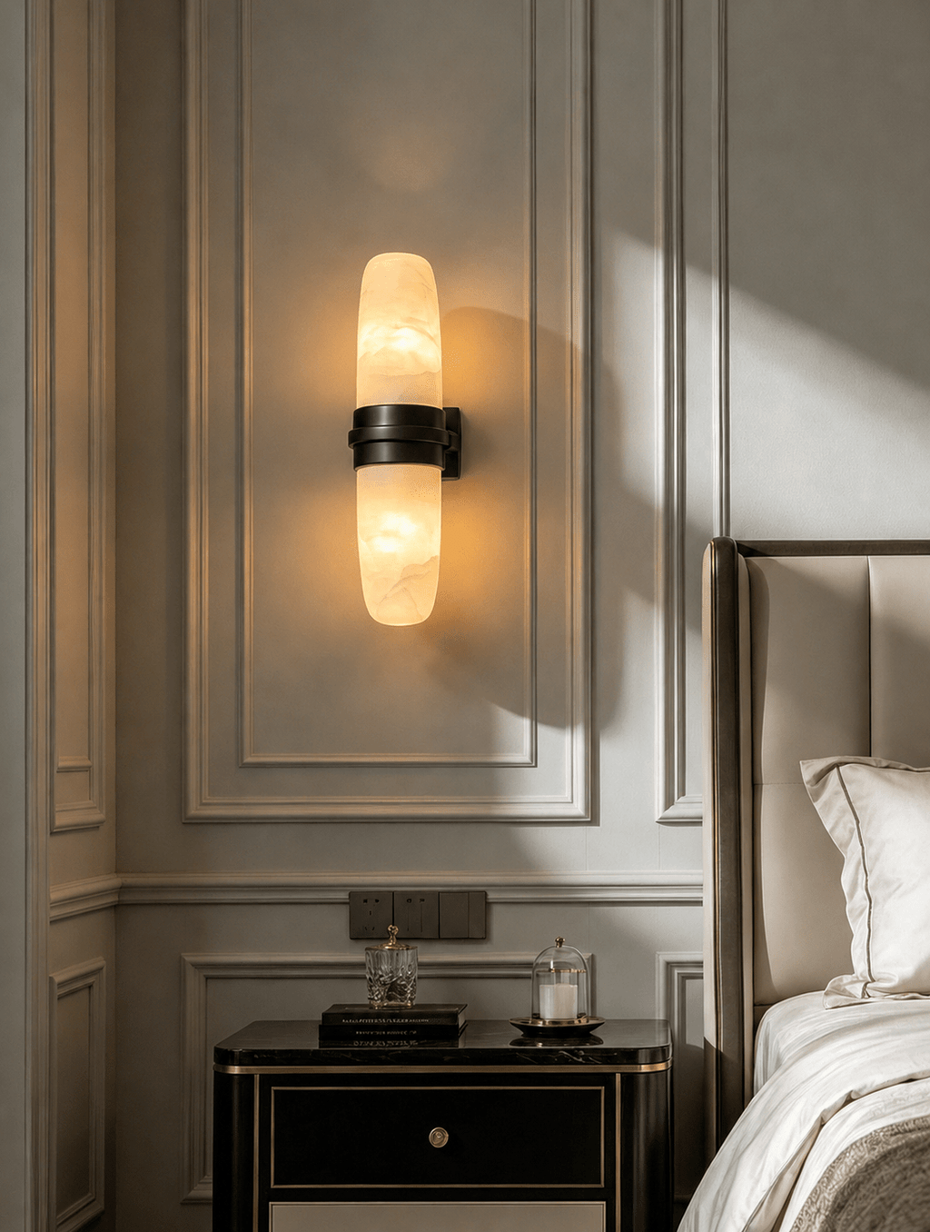 Slim Alabaster Vertical Tube Wall Sconce
